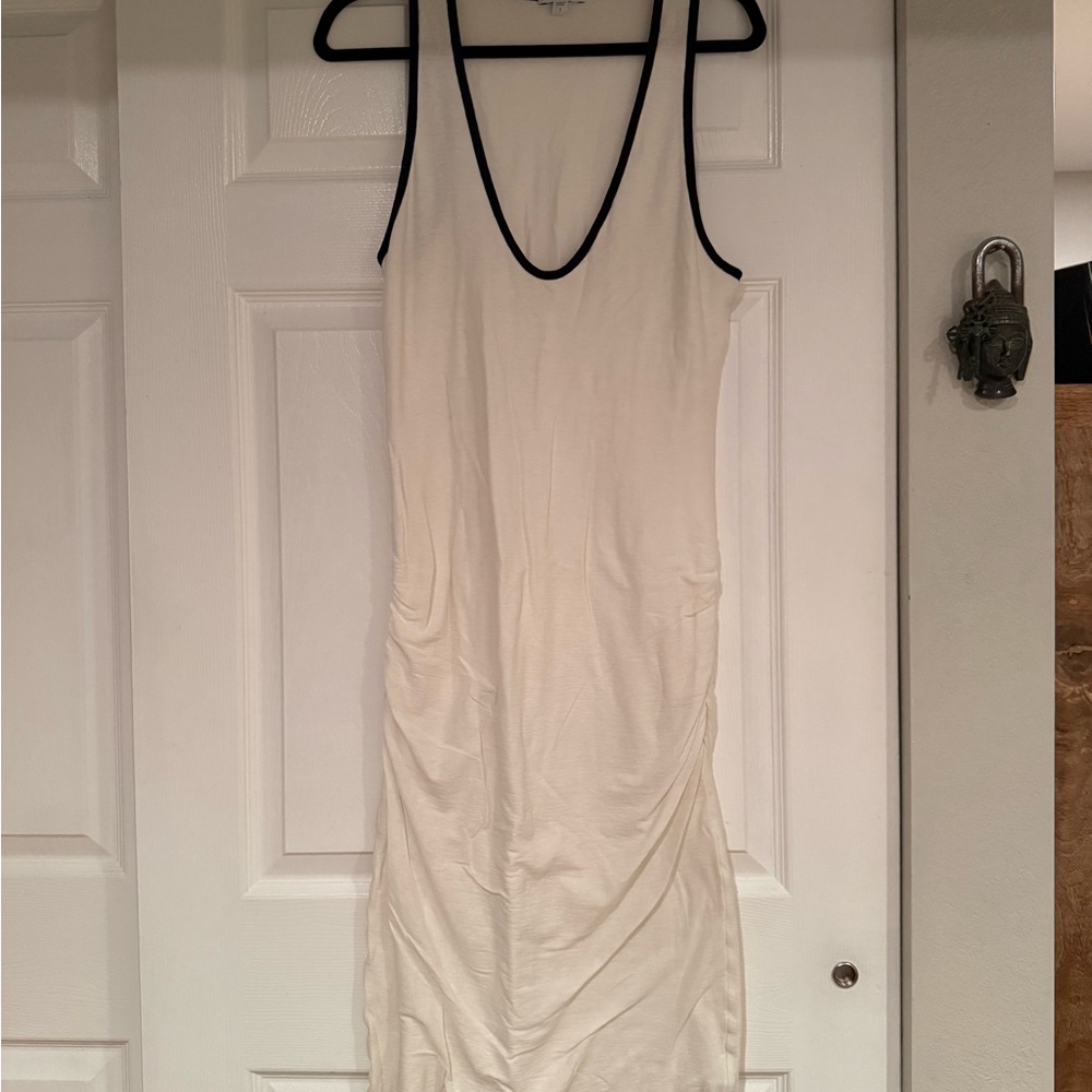 James Perse White Maxi Dress with Black Trim